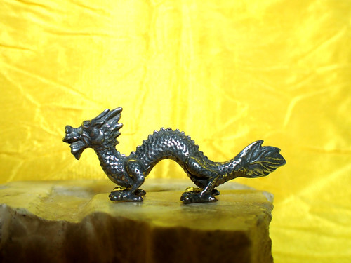 Silvered pewter dragon - silvered,