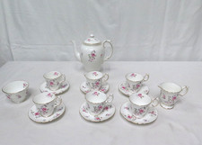 Crown Staffordshire Cup and Saucer x6 Jug Sugar Bowl Coffee Pot set Pink Floral