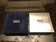 2pcs Dolce & Gabbana D&G Blue Velvet Silver Monogram Gift Set Box Case Designer