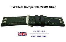 Studded Black Leather Watch Strap Fits TW Steel TW4 CE1008 CE1010 CE1023