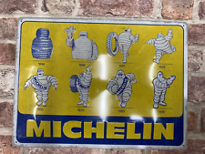 Michelin Tyres Logo Evolution Large Retro Style Embossed Metal Sign. Mancave