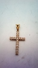 Hallmarked 9 ct Gold & Diamond Cross Pendant.