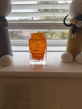 Vintage Whitefriars Greek Key Vase (9815) in Tangerine immaculate 