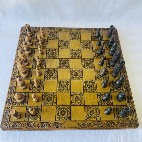 Vintage ceylon wooden chess - wooden,
