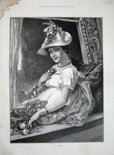 Original Old Antique Print