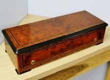 Rare Large Antique Swiss Inlaid Walnut & Ebonised Musical Music Box