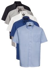 Russell Plain Cotton Blend Easy Care Iron Mens Short Sleeve Oxford Shirt
