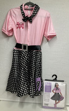 Rock 'N' Roll Girl Fancy Dress Costume Pink Black AMSCAN 1950s Age 12-14 Yrs