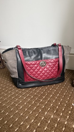 Coach black red grey quilted - coach, black/red/grey