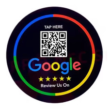 NFC Google Review Plaque With QR Code – Tap to Review Sign for Business - Black