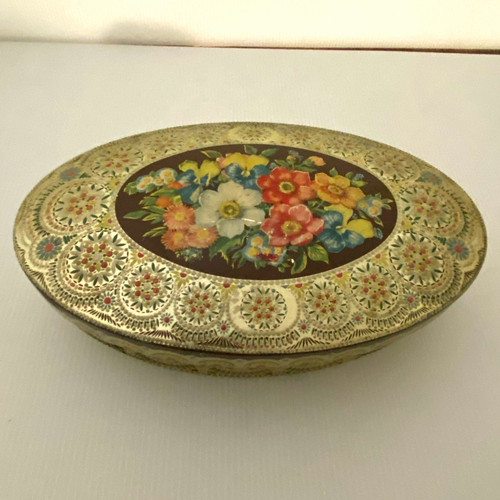 Vintage oval floral metal - vintage,