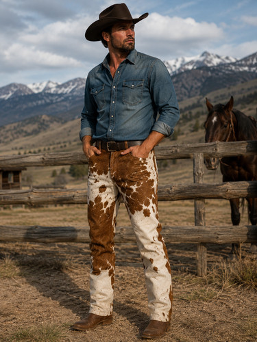 Men genuine hair cowhide - genuine, hair-on