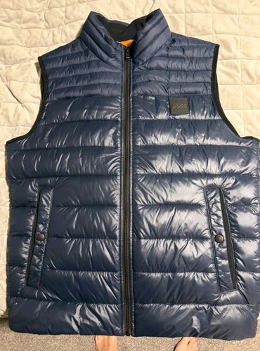 Boss navy puffer gilet - boss,