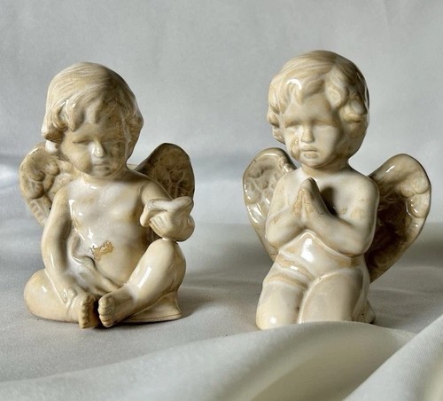 Vintage ceramic cherub candle - ceramic,