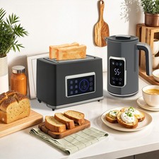 Rapid Boil Kettle and 2 Slice Toaster Set w/LED Touch Screen