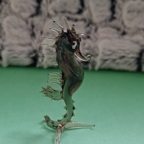 Glass seahorse figurine green - glass,