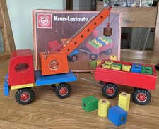 Vintage Heros Magnetic Wooden Crane & Trailer Bricks ‘80s German Boxed Exc Cond 