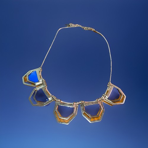 Blue enamel and silver tone - blue,