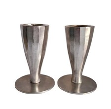 Pair of Chunky Silver Tone  Vases Home Deco 