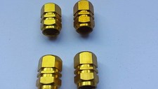 Gold Car Bike Motorcycle BMX Wheel Tyre Valve Dust Caps Hexagonal Aluminium x 4