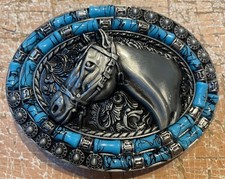 Horse Head & Blue Beads Metal