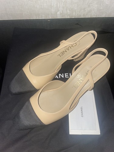 Chanel slingback beige black - slingback, beige&black