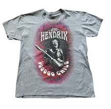 AUTHENTIC HENDRIX Voodoo Child Graphic Print T-shirt Jimi Hendrix Grey L VGC