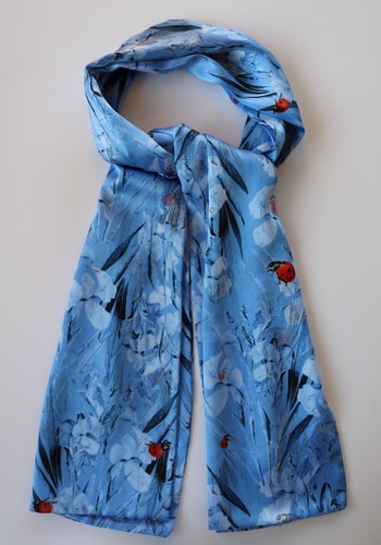 Ladies silk scarf blue - silk, scarf.