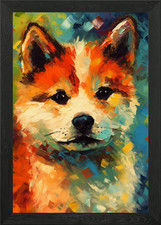 Akita Puppy Art Framed Wall