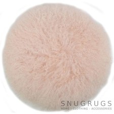 Round Mongolian Long Curly Wool Sheepskin Cushion / Pillow & Cushion Inner - 16"