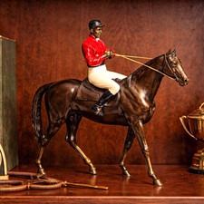 Large Cast Metal Horse Jockey