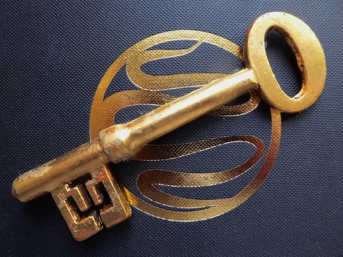 Antique large key - large, covered