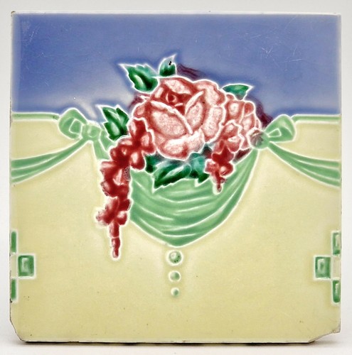 Majolica tile floral - majolica, h