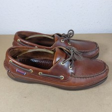Sebago Docksiders Brown Leather Boat Deck Shoes Mens UK 8 Lace-Up Used 