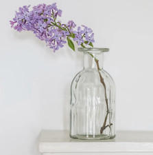 Small Bottle Vase, Clear Glass Vintage Rustic Stem Bud Flower Vase, 7.5 × 14 cm