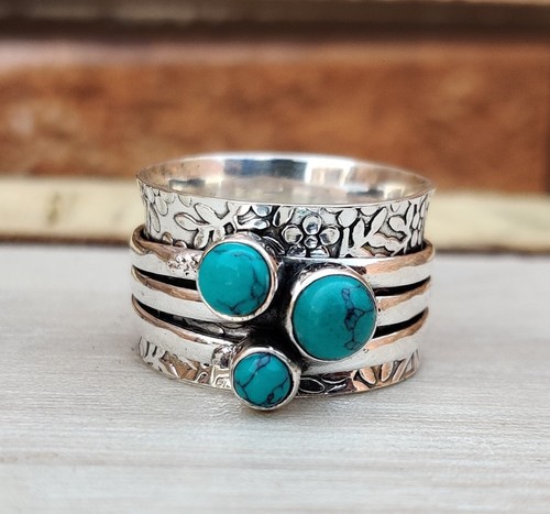 Turquoise spinner ring solid - ring,