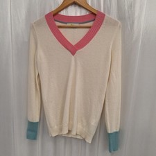 Boden Cream/Pastel Colours 100% Cashmere Jumper - XS - Good Condition