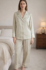 ZARA Satin PJ Set S Green