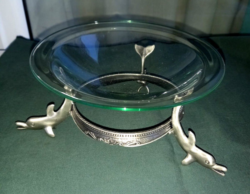 New dolphin pewter fruit tray - dolphin,