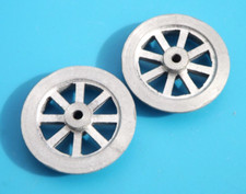 Two cast metal train wheels, 8