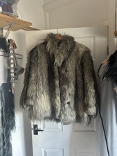 Real grey fox fur coat - real,