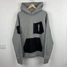 Trapstar Hoodie Mens Medium Grey Tech Fleece Sweatshirt Jumper Hyperdrive Pocket