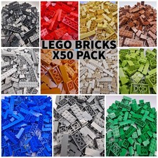 LEGO Brick Bundle x50 PACK, 2x2 2x3 2x4+ Random Basic Sizes LOT / Select Colour