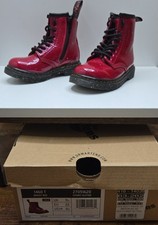 Dr Martens Infant Boots Brooklee Bright Red Cosmic Glitter Size UK 5.5 With Box