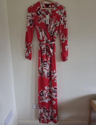 Lipsy red floral neck long - red,