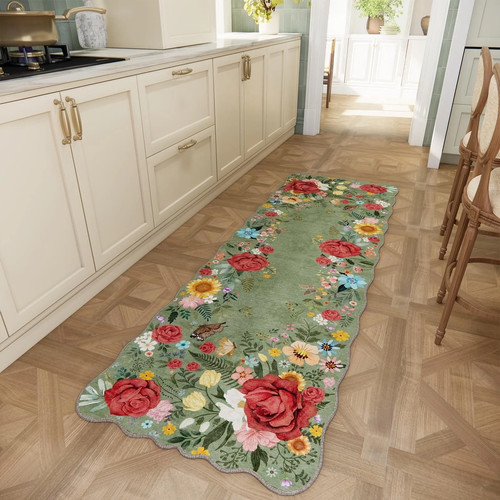 Floral kitchen rug - kitchen, 2'x