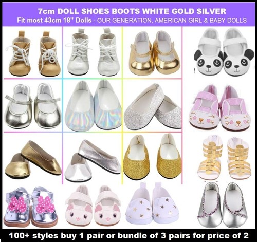 Doll shoes boots white - 18",
