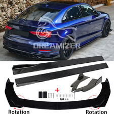 For Audi A3 S3 8V A4 S-Line Front Bumper Lip Splitter + Side Skirts + Rear Spats
