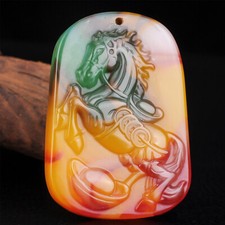 Jade Dragon Pendant Necklace Men Charms Natural Necklace Colorful Jewelry Gift