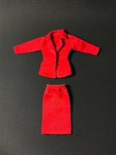 Red cabin crew suit uniform flight attendant jacket skirt fit Sindy 12” doll